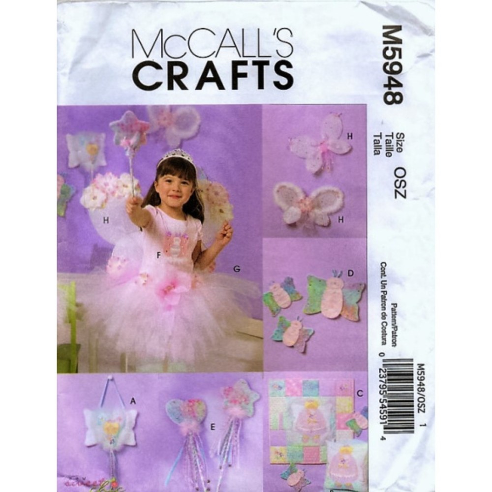 McCall's 5948 Pillow, Wall Hanging, Hand Wand, Purse, Skirt, Butterfly Wings